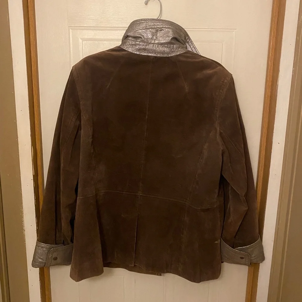 Terry Lewis Classic Luxuries Brown Suede Blazer with Metallic Trim